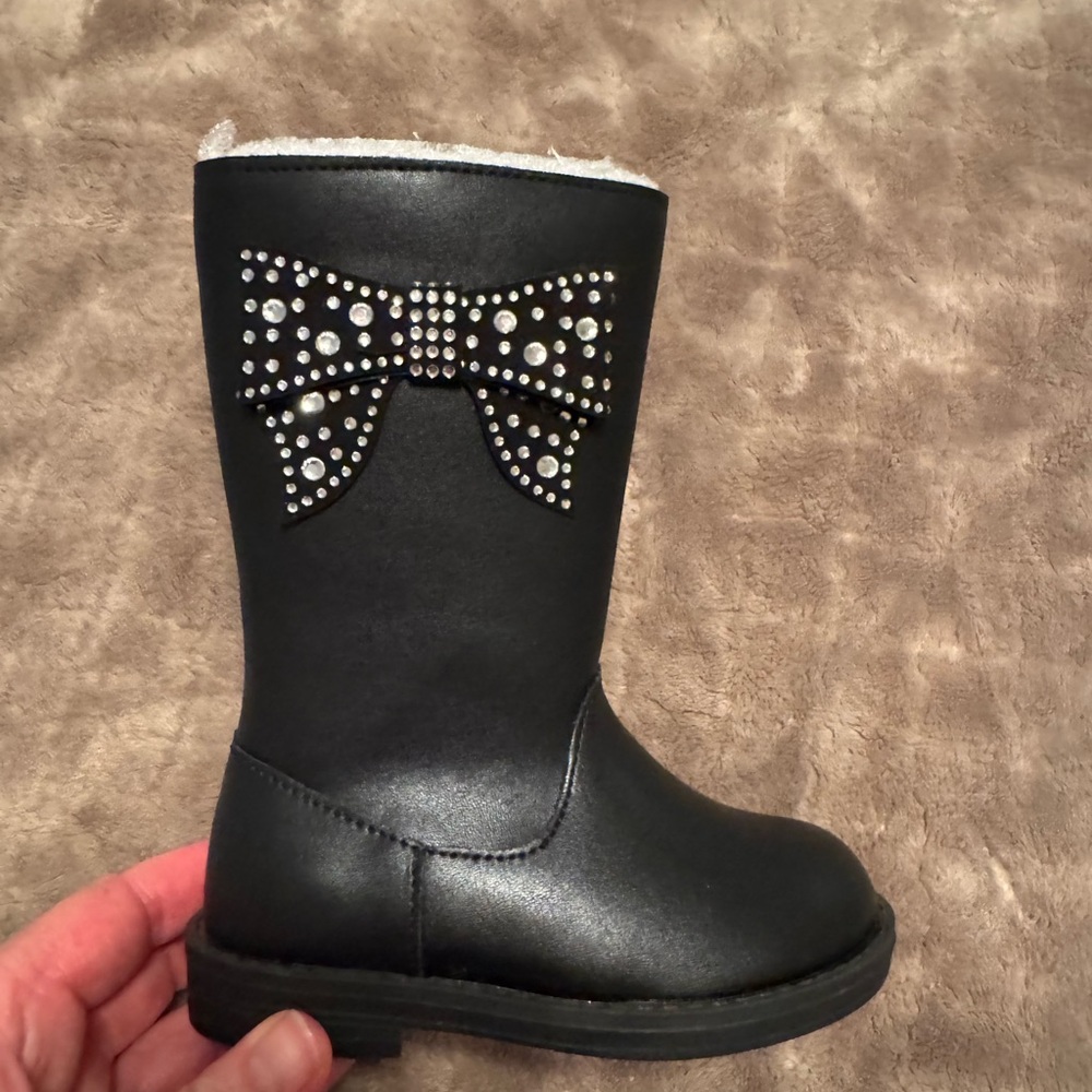 Black Girls' Rhinestone Bow Mid-Calf Boot Jessica Simpson